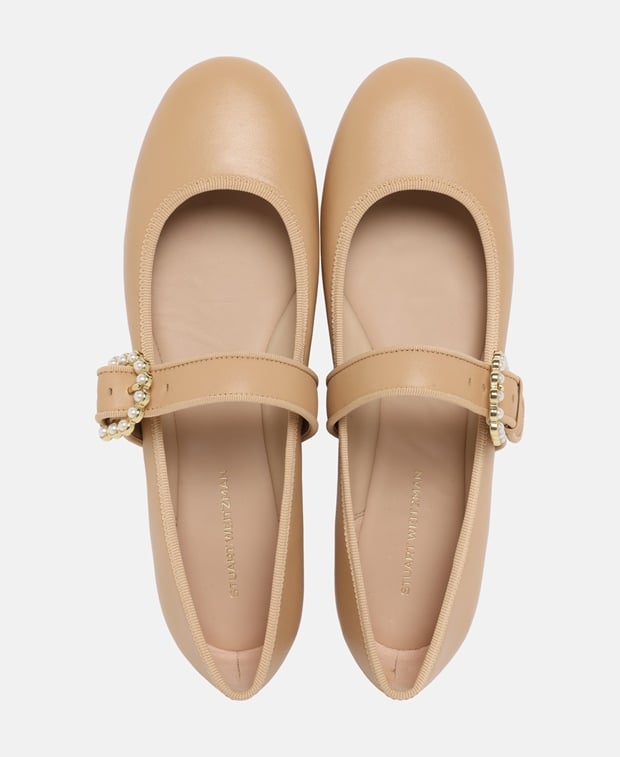 Stuart Weitzman Piper Ballerina flat with straps Beige