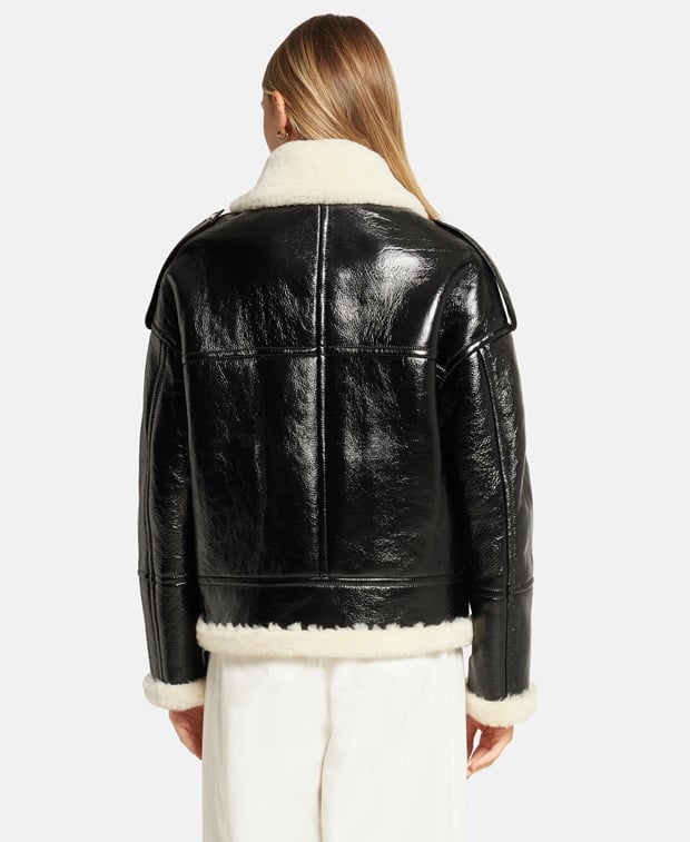 Yves Salomon Lamb's leather leather jacket Black