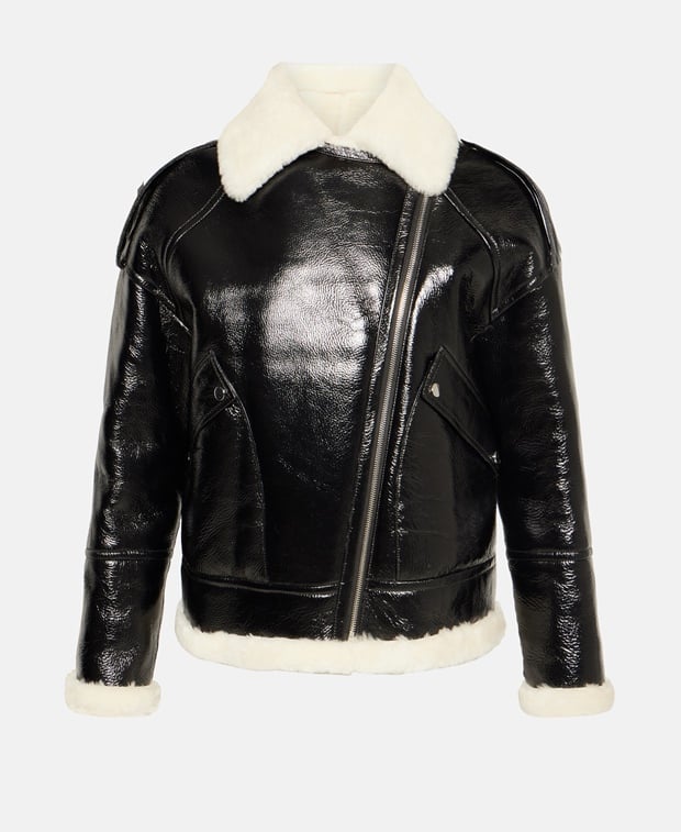 Yves Salomon Lamb's leather leather jacket Black