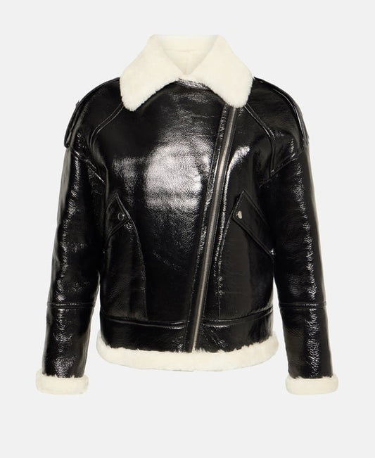 Yves Salomon Lamb's leather leather jacket Black