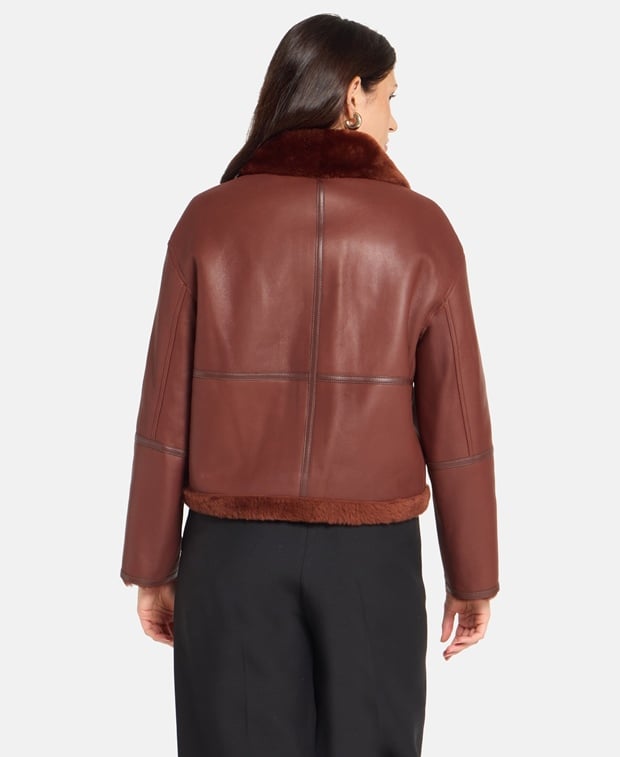Yves Salomon Lamb's leather leather jacket Cognac