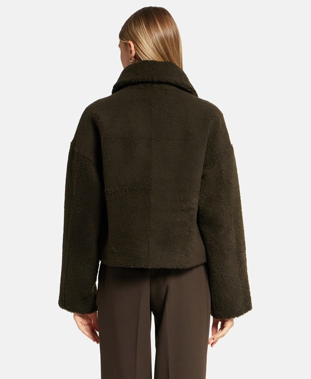 Yves Salomon Lamb fur jacket Dark Green