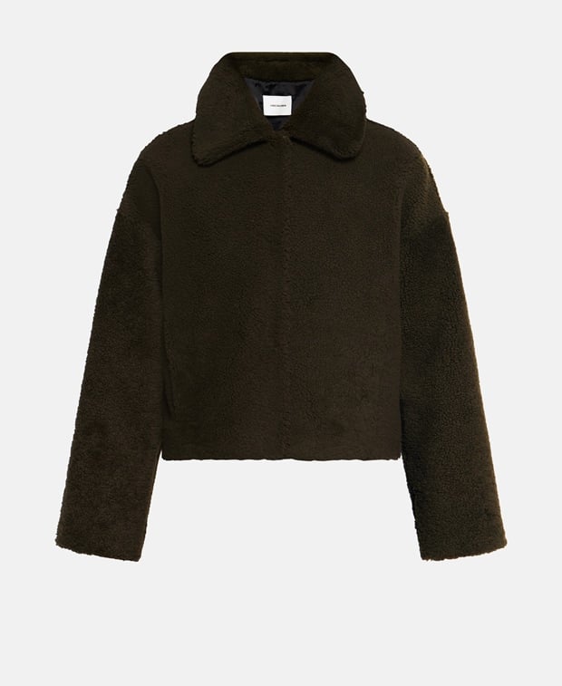 Yves Salomon Lamb fur jacket Dark Green