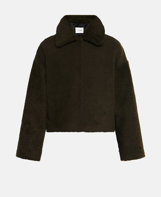Yves Salomon Lamb fur jacket Dark Green
