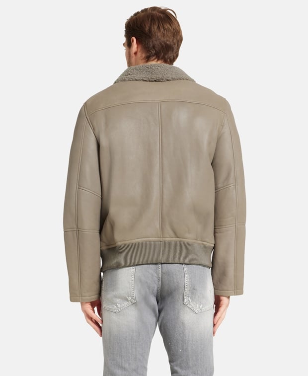 Yves Salomon Leather jacket Grey