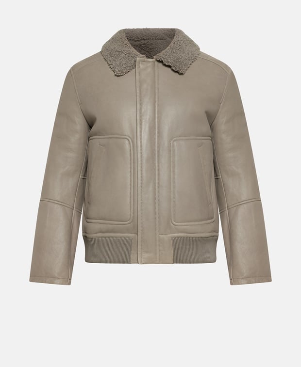 Yves Salomon Leather jacket Grey