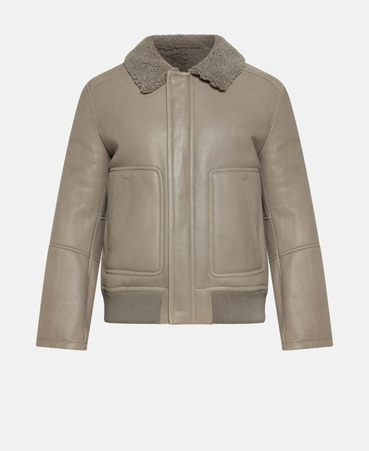 Yves Salomon Leather jacket Grey