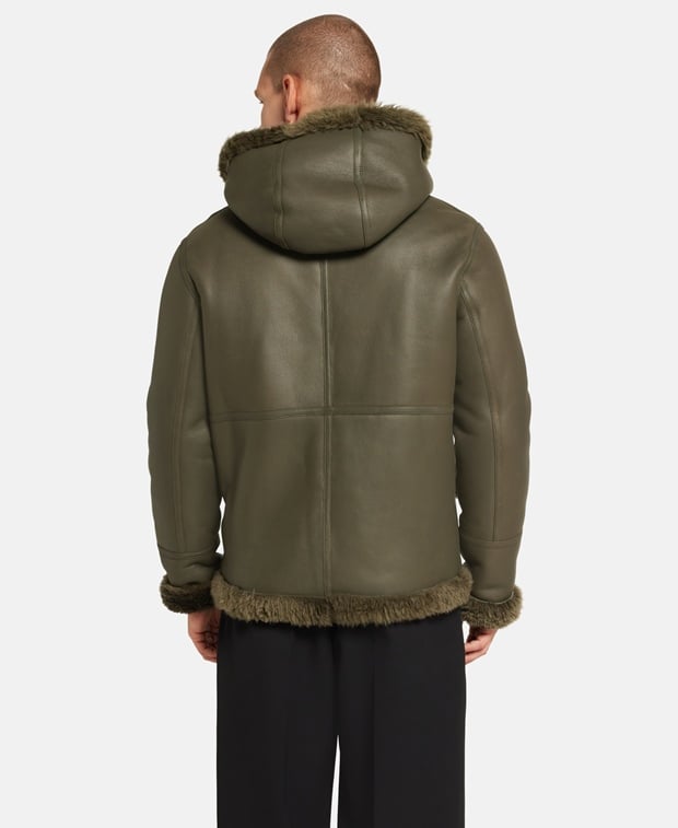 Yves Salomon Reversible leather jacket Khaki
