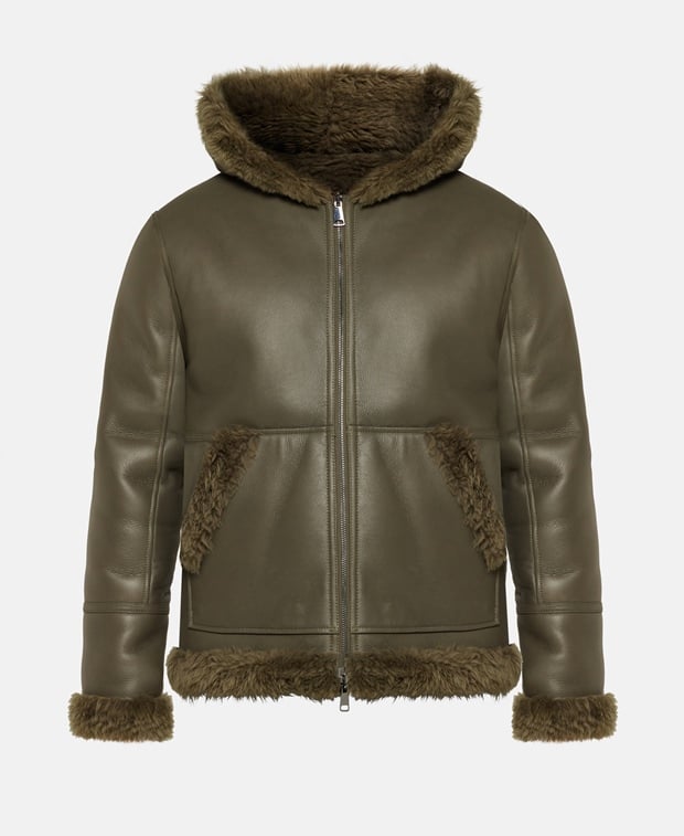 Yves Salomon Reversible leather jacket Khaki