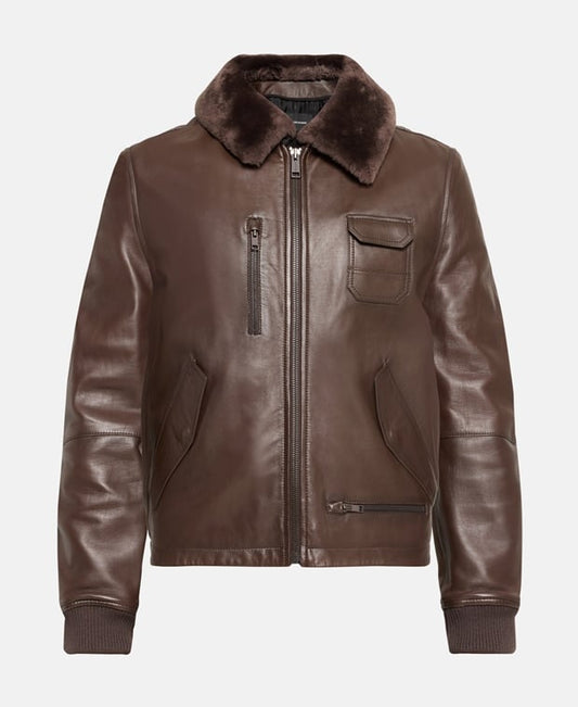 Yves Salomon Leather jacket Black Coffee