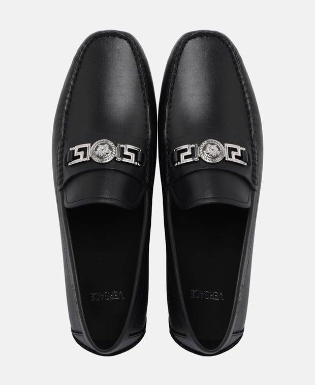 Versace Driver Vitello Loafers Black