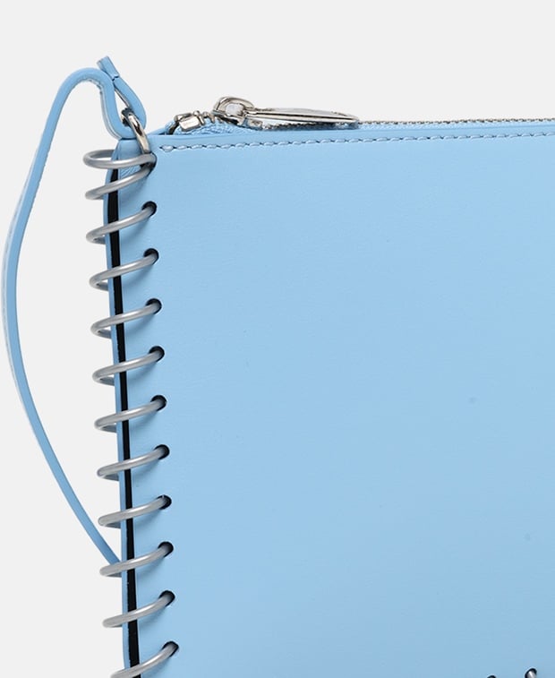 Coperni Spiral Pochette Leather shoulder bag Light Blue