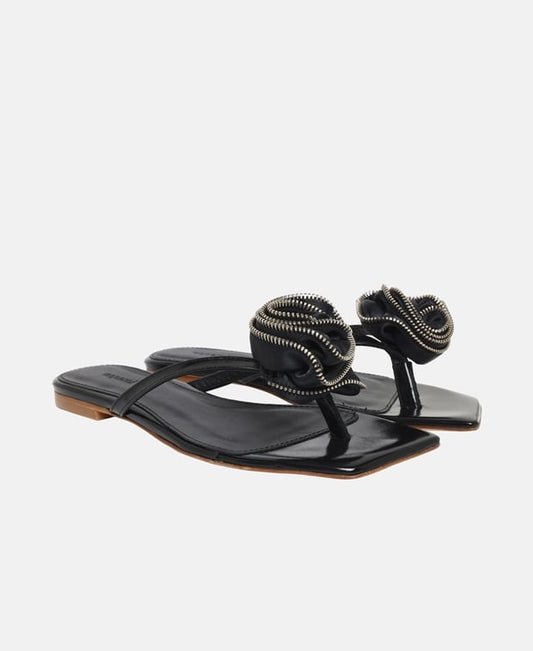 Coperni Zip Flower Slanted Flip flops