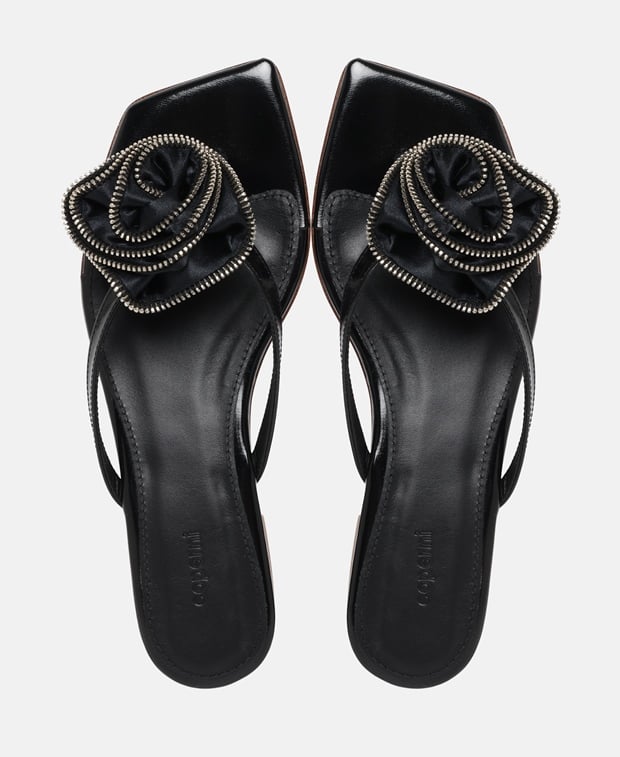 Coperni Zip Flower Slanted Flip flops