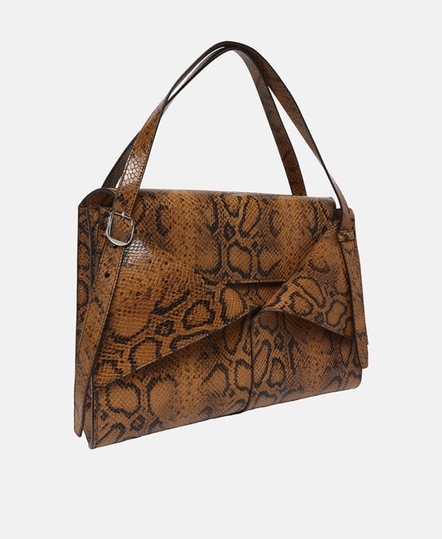 Coperni Snake Print Rigid Belt Bag Leather handbag Brown