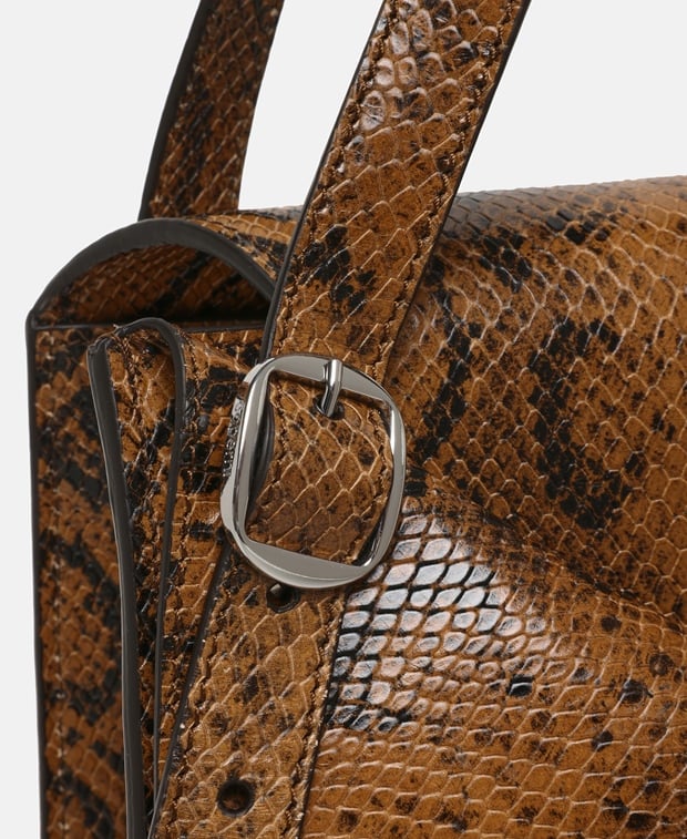Coperni Snake Print Rigid Belt Bag Leather handbag Brown