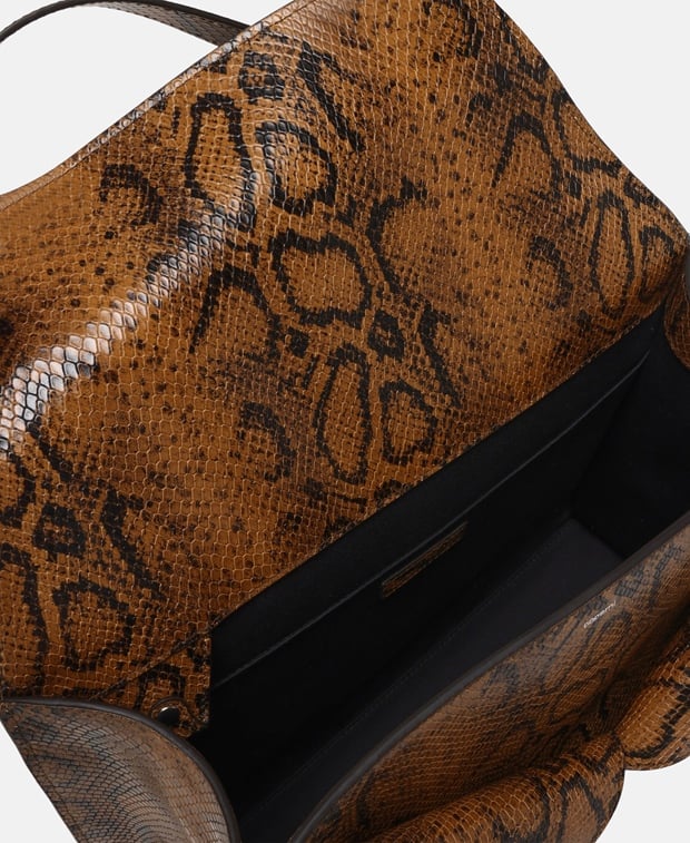 Coperni Snake Print Rigid Belt Bag Leather handbag Brown