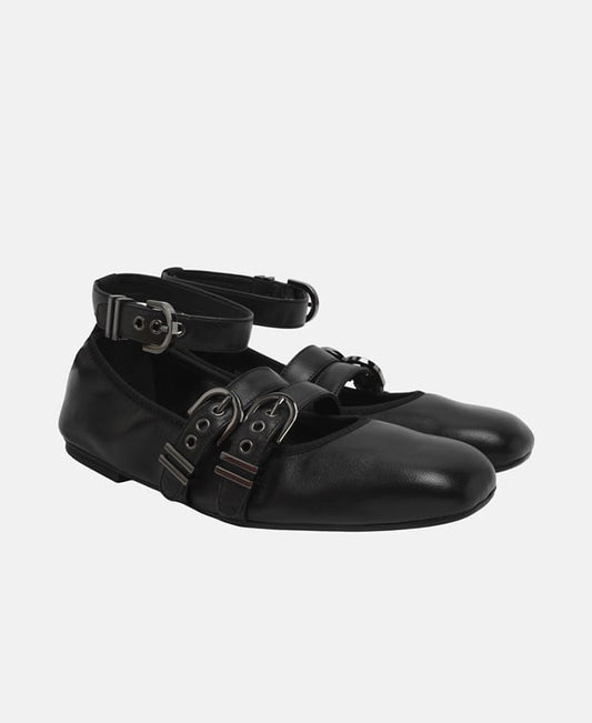 Stuart Weitzman Maverick Ballerina flat with straps Black
