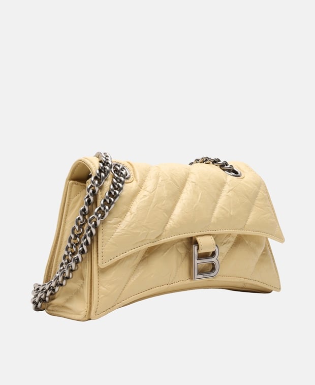 Balenciaga Crush Leather shoulder bag Light Yellow