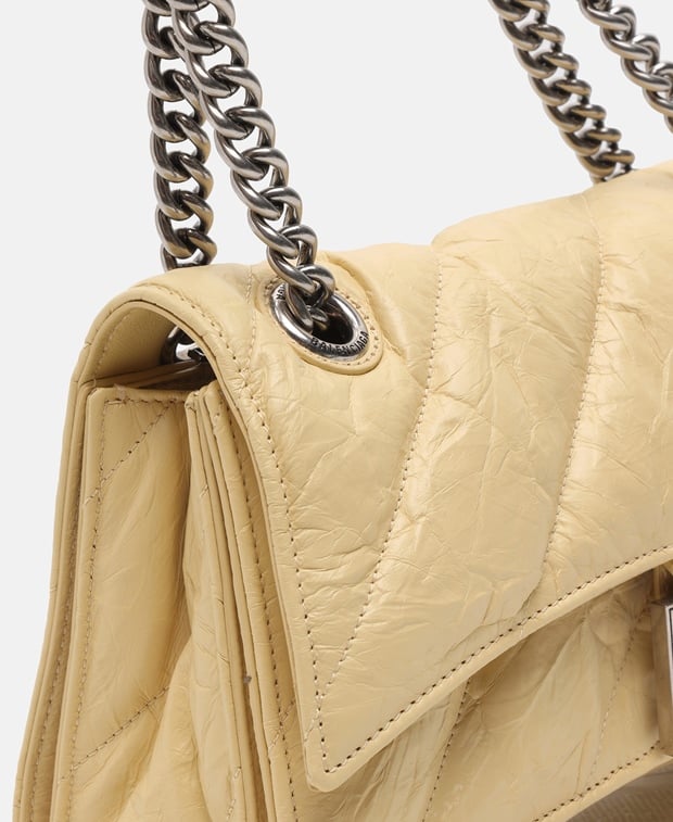 Balenciaga Crush Leather shoulder bag Light Yellow