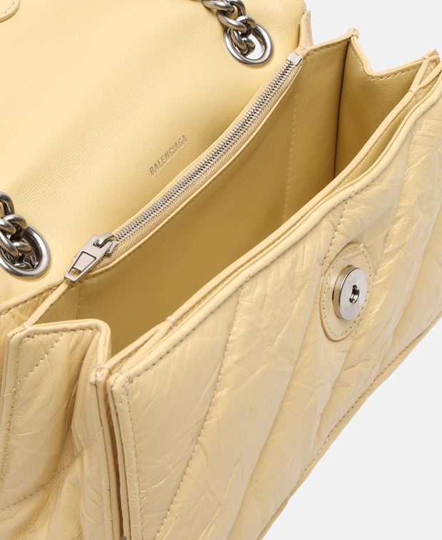 Balenciaga Crush Leather shoulder bag Light Yellow