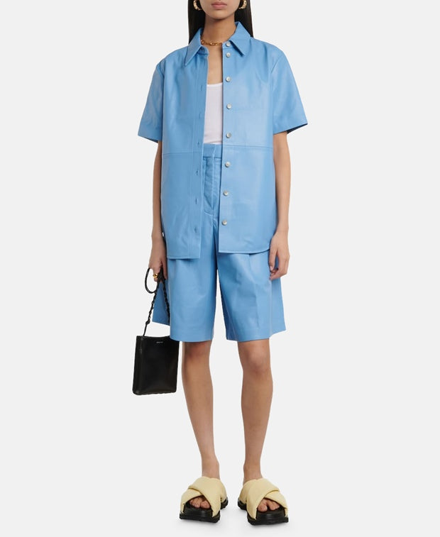 Joseph Leather shorts Blue