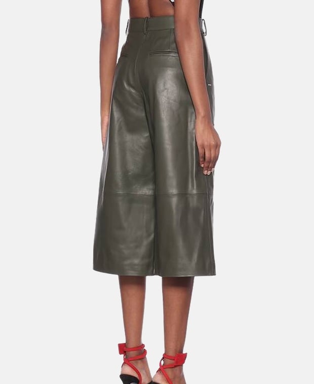 Off-White Leather trousers Green