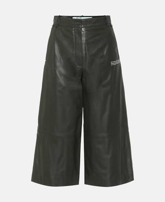Off-White Leather trousers Green