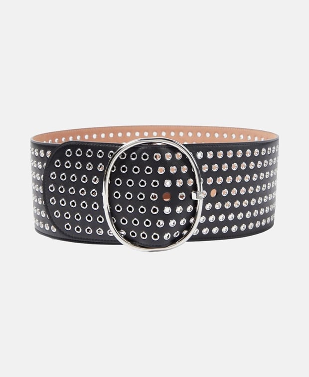 Alaia Leather belt Caviar Black