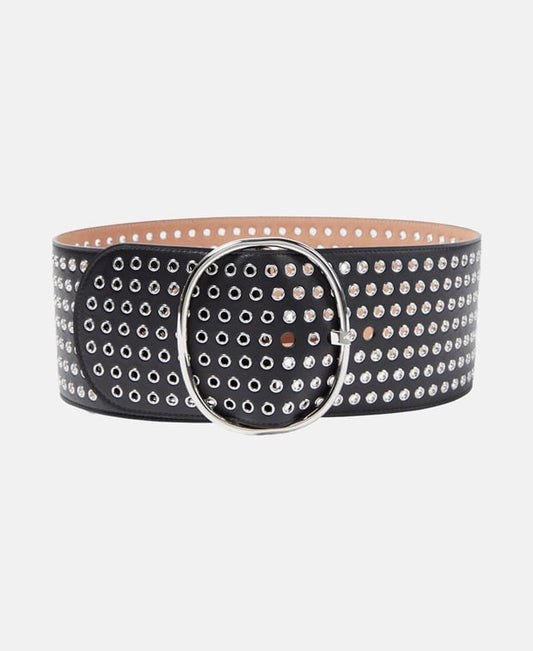 Alaia Leather belt Caviar Black