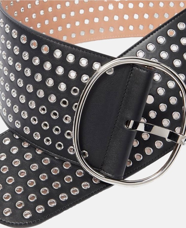 Alaia Leather belt Caviar Black