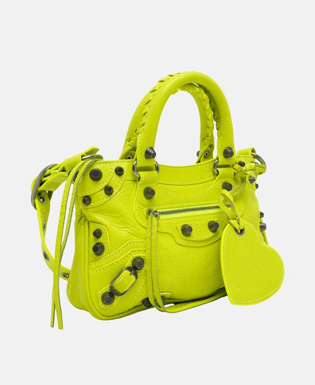 Balenciaga Le Cagole Leather handbag Neon Yellow