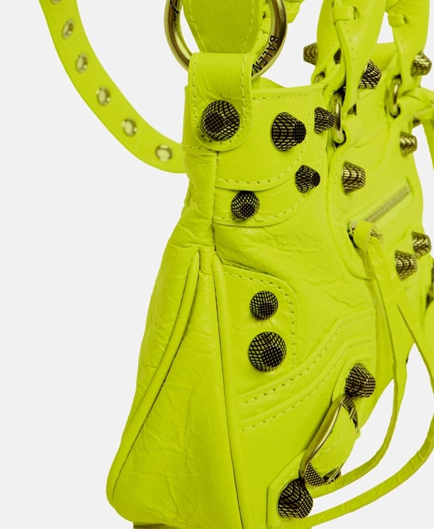 Balenciaga Le Cagole Leather handbag Neon Yellow
