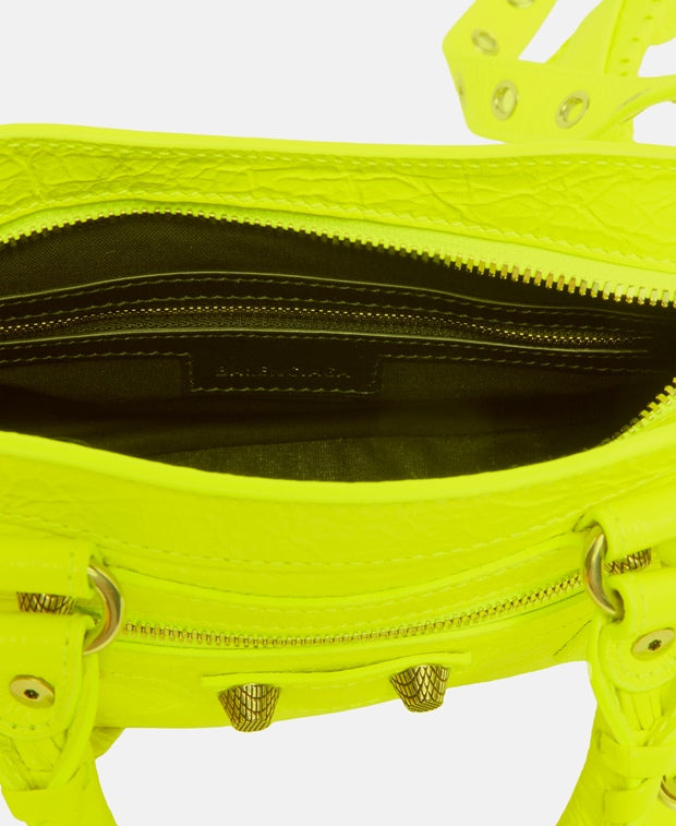 Balenciaga Le Cagole Leather handbag Neon Yellow