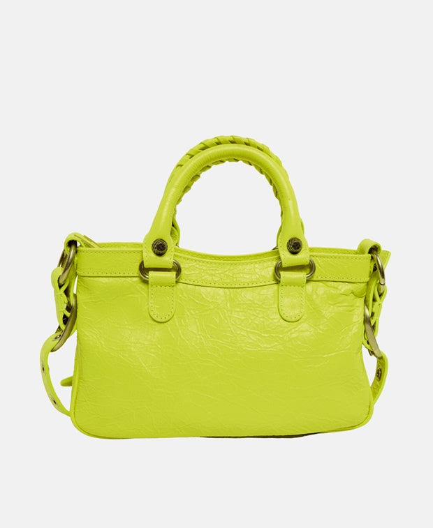 Balenciaga Le Cagole Leather handbag Neon Yellow