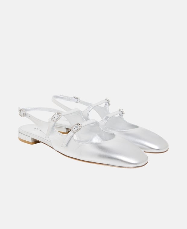 Stuart Weitzman Claris Mj Slingback ballerina Silver