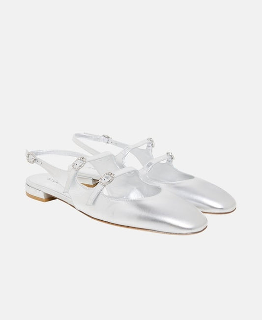 Stuart Weitzman Claris Mj Slingback ballerina Silver