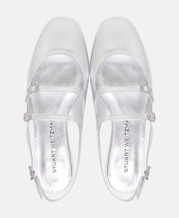 Stuart Weitzman Claris Mj Slingback ballerina Silver