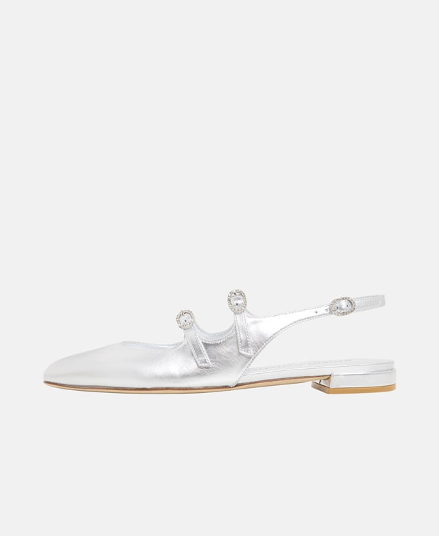 Stuart Weitzman Claris Mj Slingback ballerina Silver