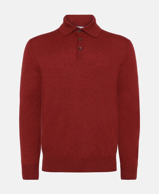 Brunello Cucinelli Cashmere polo shirt Brick Red