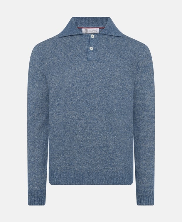 Brunello Cucinelli Knitted polo shirt Light Blue