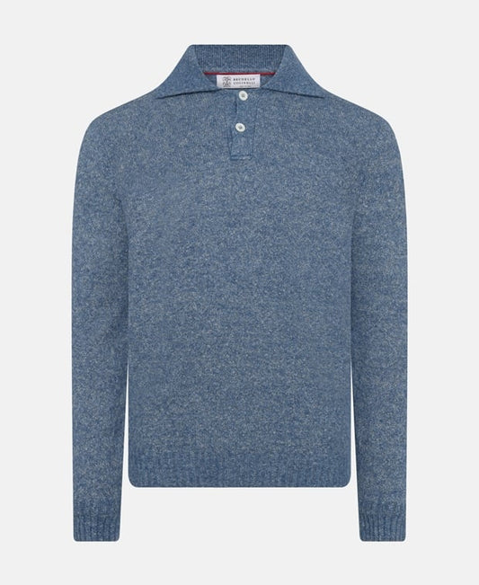 Brunello Cucinelli Knitted polo shirt Light Blue