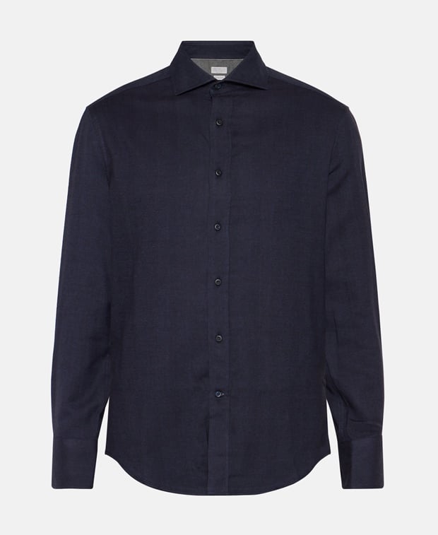 Brunello Cucinelli Long-sleeved shirt - slim fit Navy