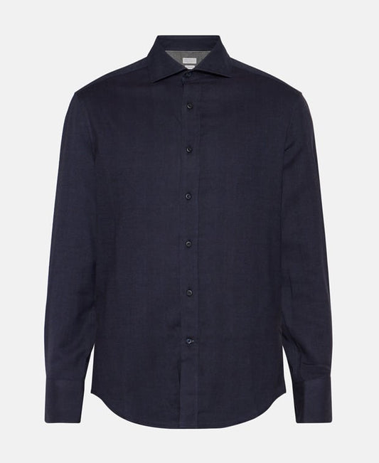 Brunello Cucinelli Long-sleeved shirt - slim fit Navy
