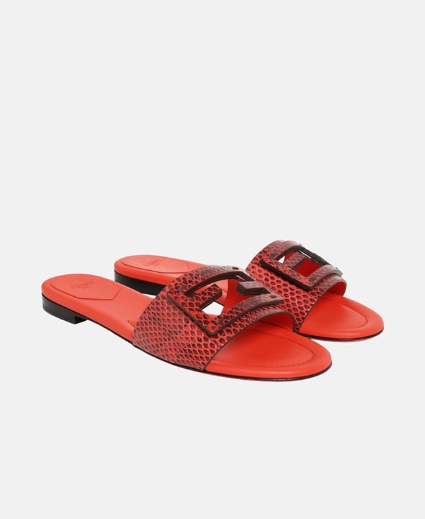 Fendi Mules Brick Red