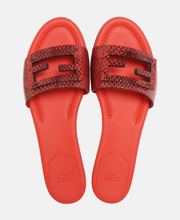 Fendi Mules Brick Red