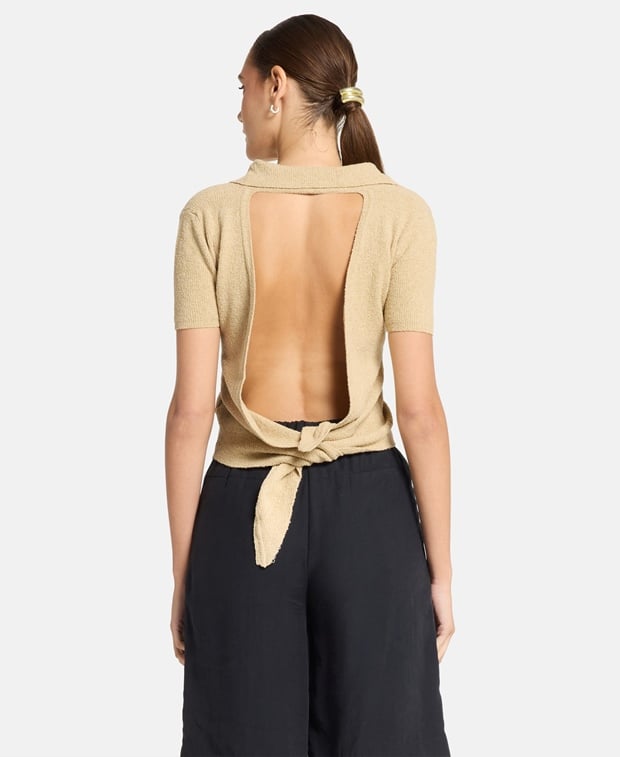 Jacquemus Knitted polo shirt Beige