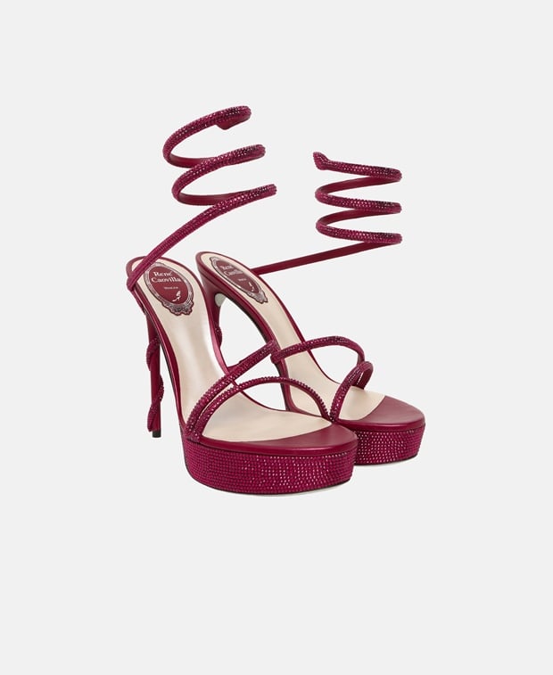 Rene Caovilla M08 Margot Sandals with calf lacing Bordeaux