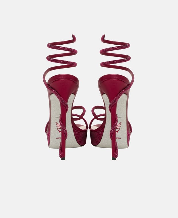 Rene Caovilla M08 Margot Sandals with calf lacing Bordeaux