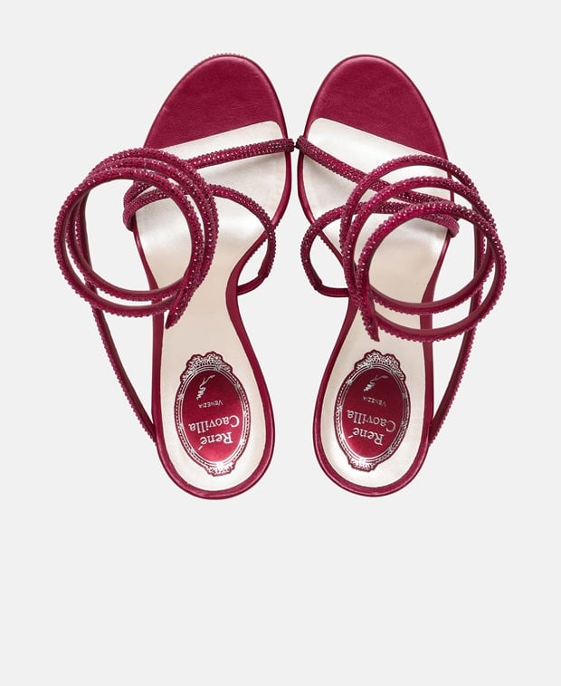 Rene Caovilla M08 Margot Sandals with calf lacing Bordeaux